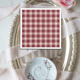 Maroon Gingham Fall Autumn Pappersservett