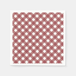 Maroon Gingham Pattern Print Paper Napkins Pappersservett