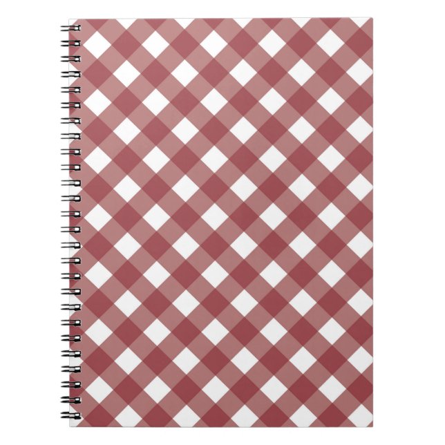 Maroon Gingham Print Notebook Journal Anteckningsbok (Framsidan)