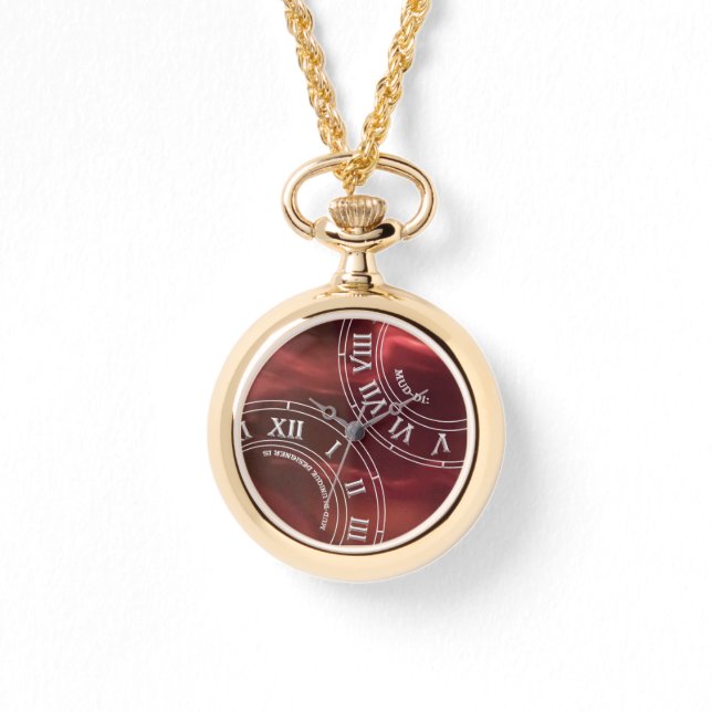 Maroon Glass RN Pocket Watch Armbandsur (Framsida)