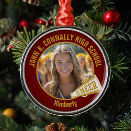 Maroon Gold Cheerleader Foto Jul Julgransprydnad Metall