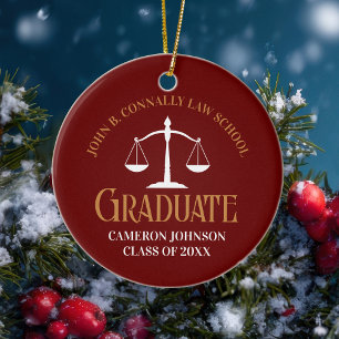 Maroon Gold Juristskolans Examensfirande Jul Julgransprydnad Keramik