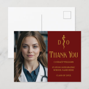 Maroon Gold Osteopatisk Doktor Foto Tack Vykort