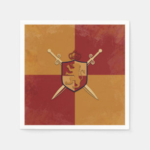 Maroon & Gold Royal Knight Griffin Sköld Parti Pappersservett