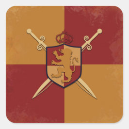Maroon & Gold Royal Knight Griffin Sköld Party Fyrkantigt Klistermärke