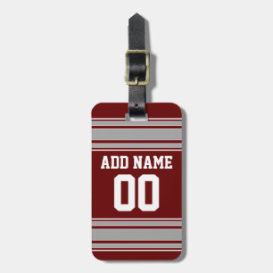 Maroon Grått Football Jersey Custom Name Number Bagagebricka