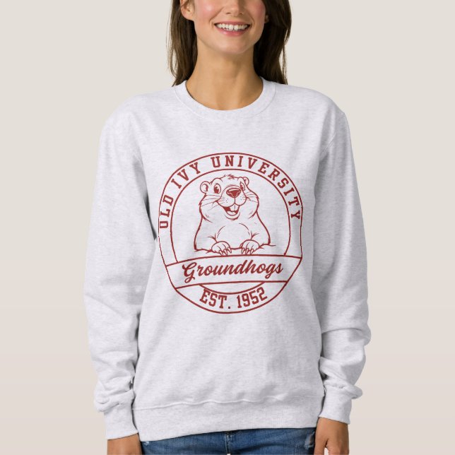 Maroon Groundhogs Light Sweatshirt - Dam T Shirt (Framsida)