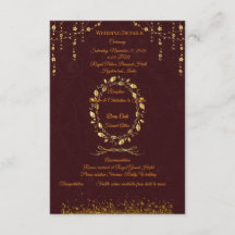 Maroon Guld Bröllopsdetaljkort