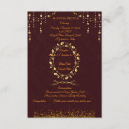 Maroon Guld Bröllopsdetaljkort Tilläggskort