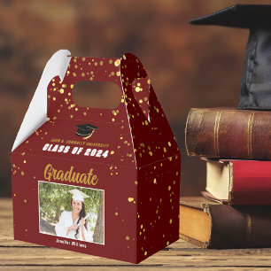 Maroon Guld College Graduation Photo 2025 Party Presentaskar