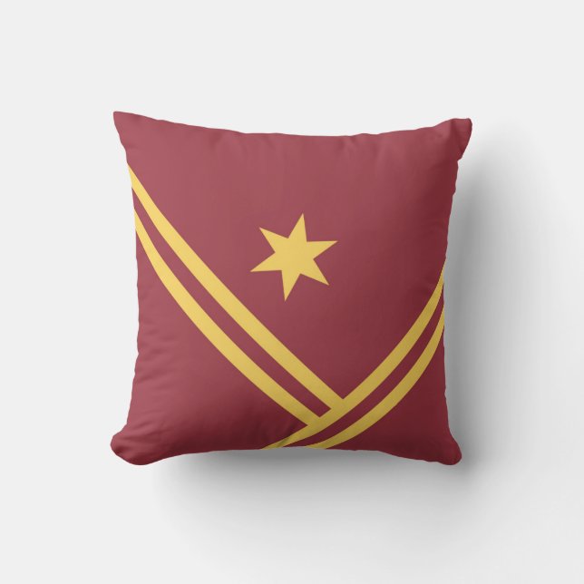 Maroon Guld Diagonal Rand Star Modern Graphic Kudde (Framsida)