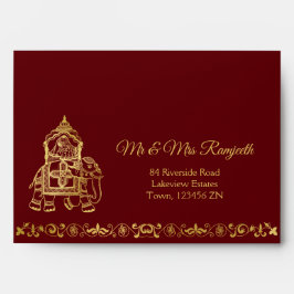 Maroon guld elephant Indian brides lyxury bröllop