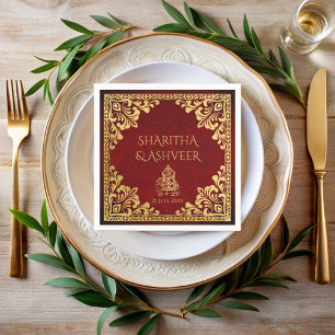 Maroon guld elephant Indian brides lyxury bröllop Pappersservett