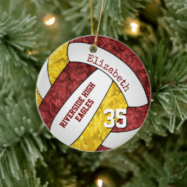 Maroon guld girly volleyball Team färg Julgransprydnad Keramik