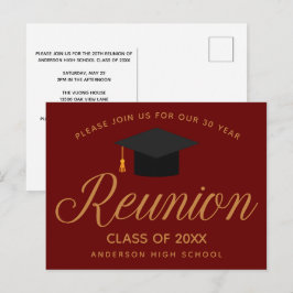 Maroon Guld High School Reunion Anpassningsbar Par Vykort