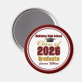 Maroon Guld Klass 2026 Examen Souvenir Magnet