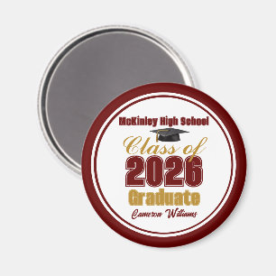 Maroon Guld Klass 2026 Examen Souvenir Magnet