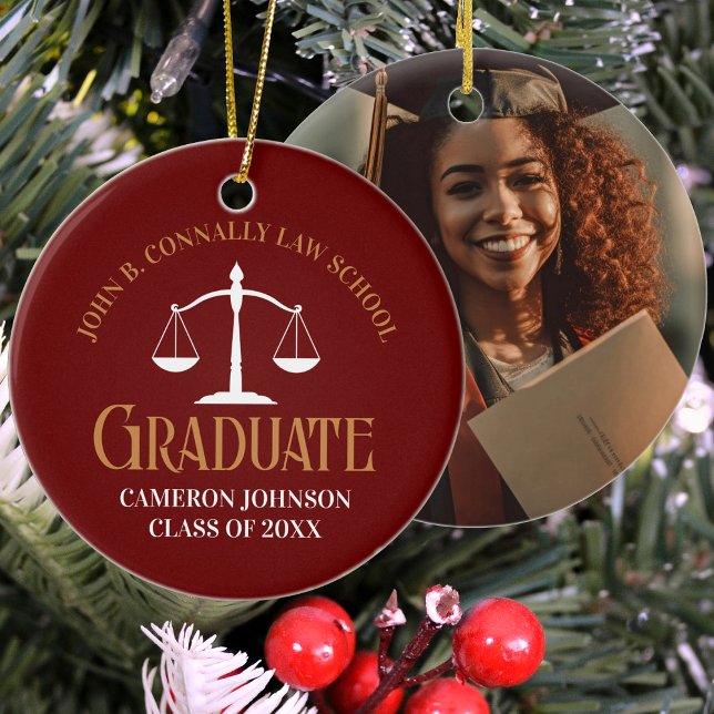 Maroon Guld Law School Studenten Keepsaké Julgransprydnad Keramik (Skapare uppladdad)