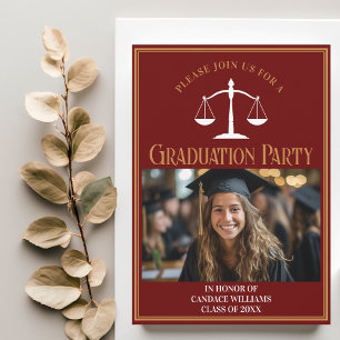 Maroon Guld Law School Studenten Photo Party Inbjudningar