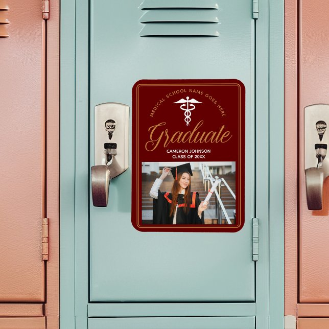 Maroon Guld Medical School Photo Studenten Magnet (Skapare uppladdad)