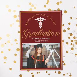 Maroon Guld Medical School Photo Studentfest Inbjudningar