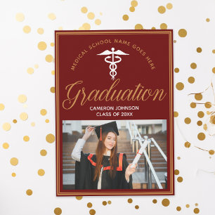 Maroon Guld Medical School Photo Studentfest Inbjudningar