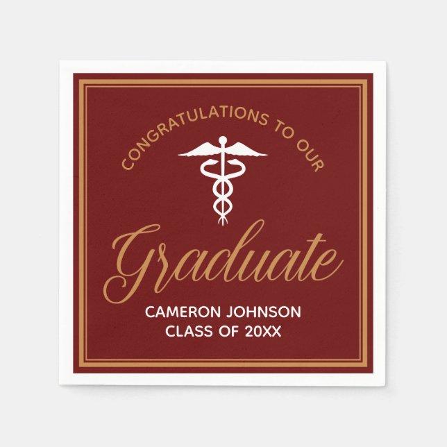 Maroon Guld Medical School Studentfest Pappersservett (Framsidan)