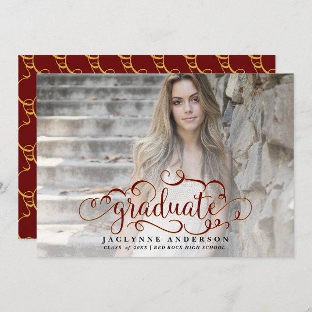 Maroon Guld Photo Studenten meddelande (Fram/baksida)