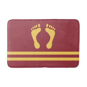 Maroon Guld Rand och Feet Modern Graphic Badrumsmatta
