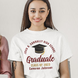 Maroon Guld Student Anpassningsbar Studenten T Shirt