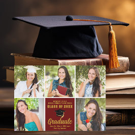 Maroon Guld Student Photo Collage Chic Studenten Meddelande