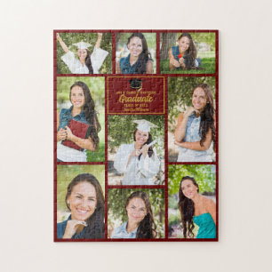 Maroon Guld Student Photo Collage Studenten Gift Pussel