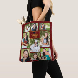 Maroon Guld Student Photo Collage Studenten Gift Tygkasse