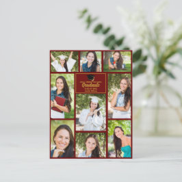 Maroon Guld Student Photo Collage Studenten Vykort