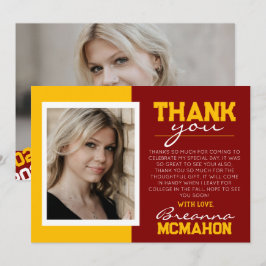 Maroon & Guld Studenten 2 Photo Tackto You Card Inbjudningar