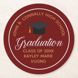 Maroon Guld Studenten Anpassningsbar School Party Underlägg Papper Rund