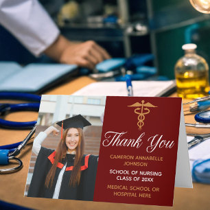 Maroon Guld Studenten Photo Medical School Tack Kort