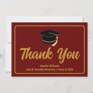 Maroon Guld Studenten Typography Anpassningsbar St Tack Kort
