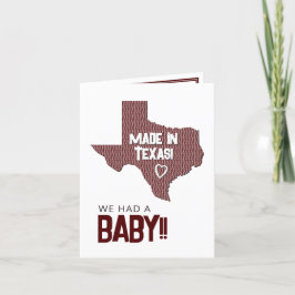 Maroon Herringbone Made in Texas Photo Baby Announ Meddelande
