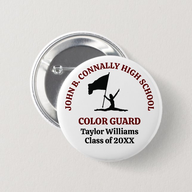 Maroon High School Color Guard Personlig Knapp (Framsida & baksida)