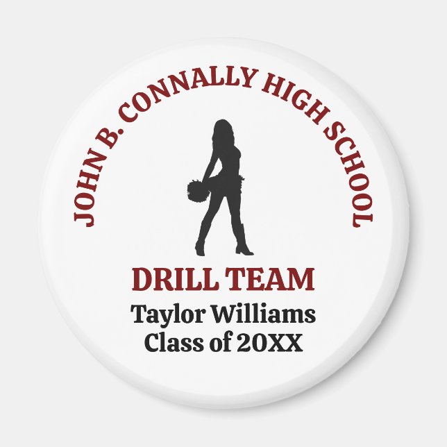 Maroon High School Drill Team Dansare Personlig Magnet (Framsidan)
