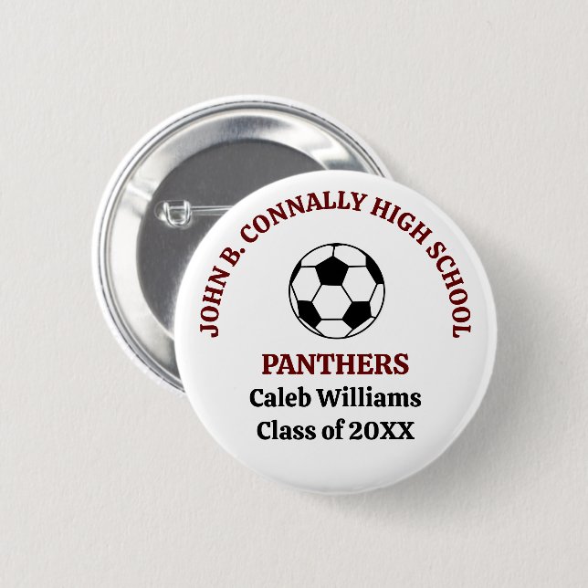 Maroon High School-fotbollslag Personlig Knapp (Framsida & baksida)