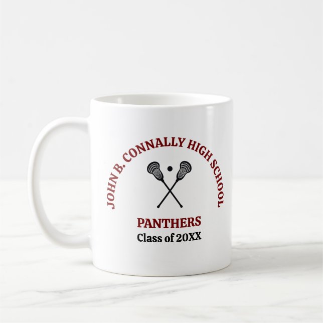 Maroon High School Lacrosse Lag Personlig Kaffemugg (Vänster)