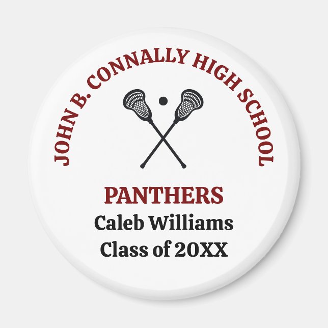 Maroon High School Lacrosse Lag Personlig Magnet (Framsidan)