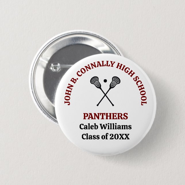 Maroon High School Lacrosse Team Personlig Knapp (Framsida & baksida)
