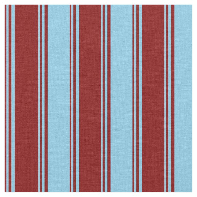 Maroon & Himlar Blue Linjer Mönster Tyg (Närbild)