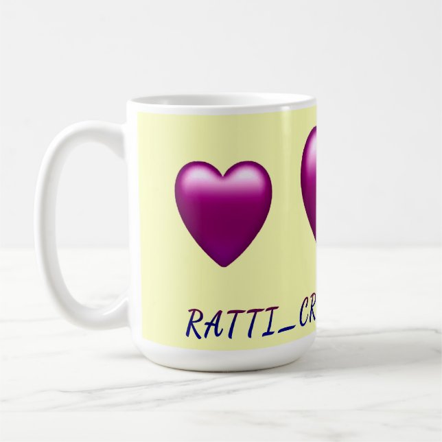 Maroon hjärta form "Ratti_Creative_Arts" design  Kaffemugg (Vänster)