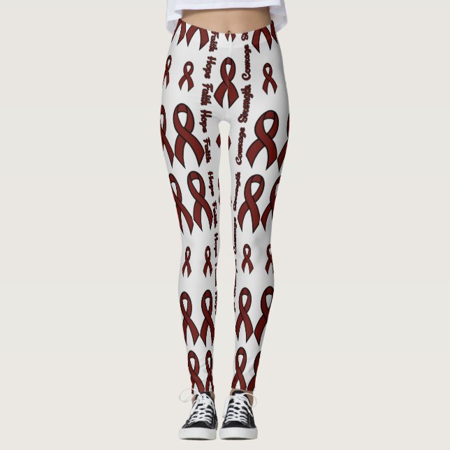 Maroon Hope Faith Strength Courage ...APS Leggings (Framsida)