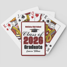 Maroon Klass 2026 Anpassad Examenfest Casinokort