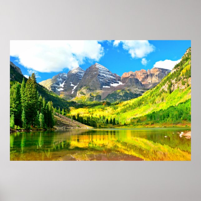 Maroon Klockor, Aspen, Colorado Summer Landscape Poster (Framsidan)